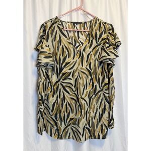 Adrianna Papell Women's 2XL Flutter Sleeve Ruffled Blouse - Excellent